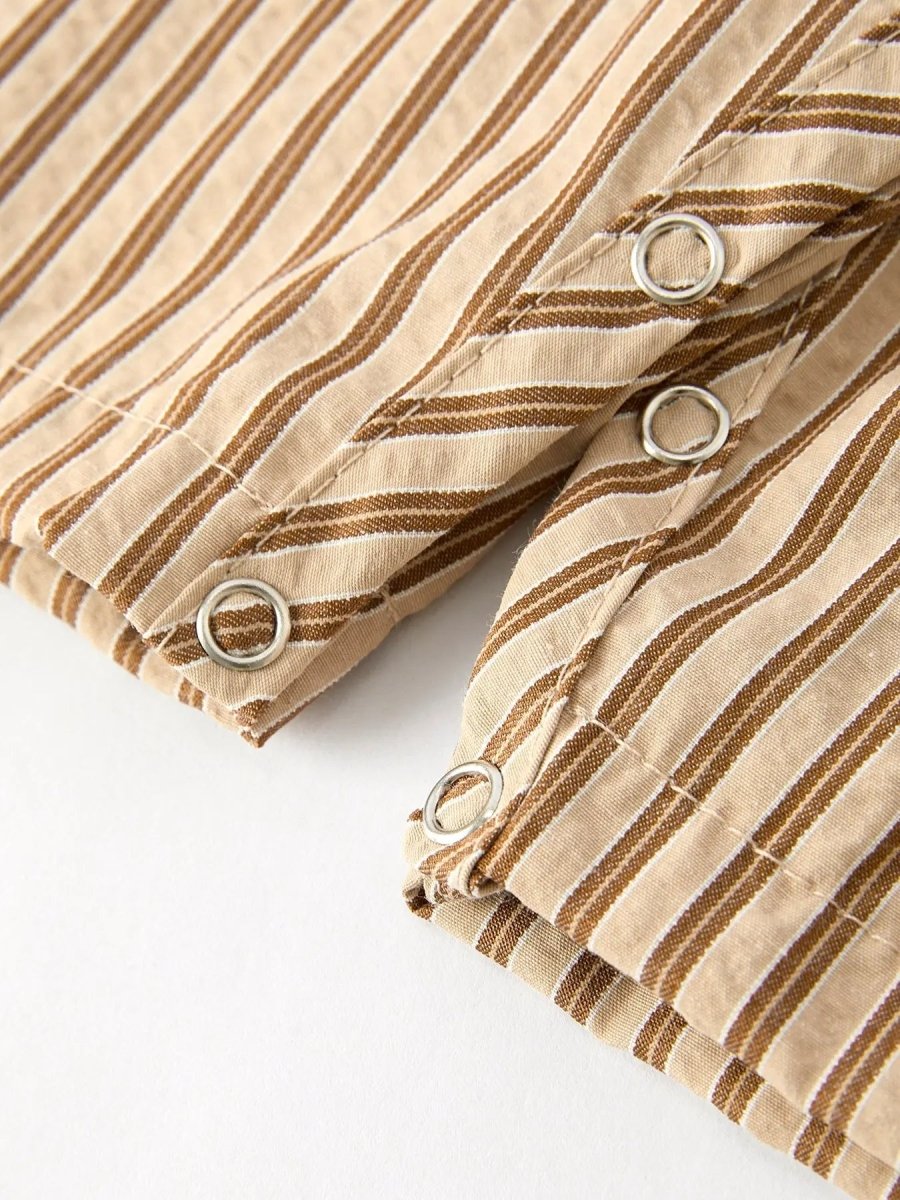 Rylee Faith Designs Stripe Smocked Church Christ Bishop Christening Toddler Boys Romper - Everetts Place Boutique - 