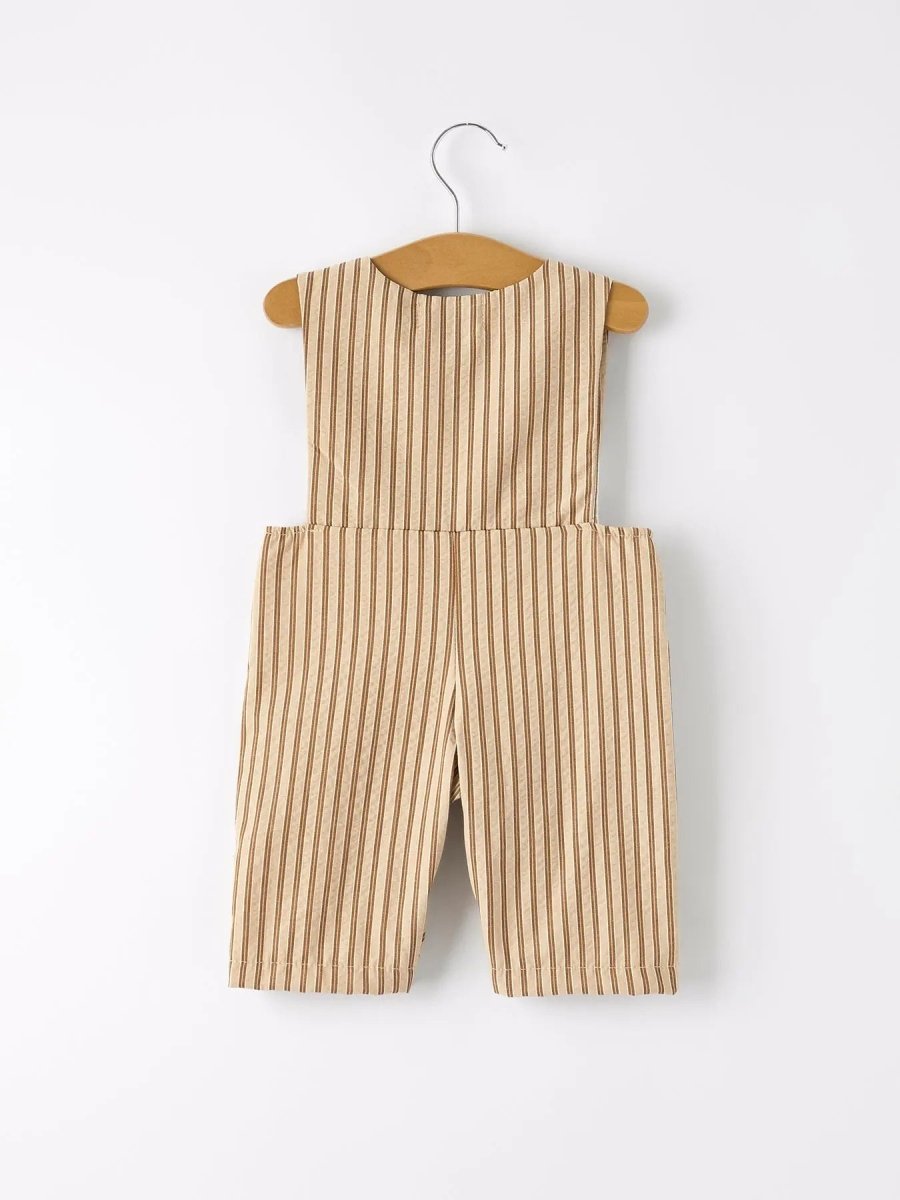 Rylee Faith Designs Stripe Smocked Church Christ Bishop Christening Toddler Boys Romper - Everetts Place Boutique - 