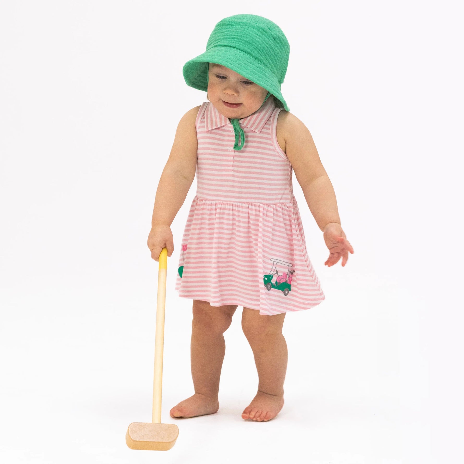 Striped Golf - Polo Tennis Dress - Hat, Baby & Toddler Clothing, Headgear, Dress, Pink | Everetts Place