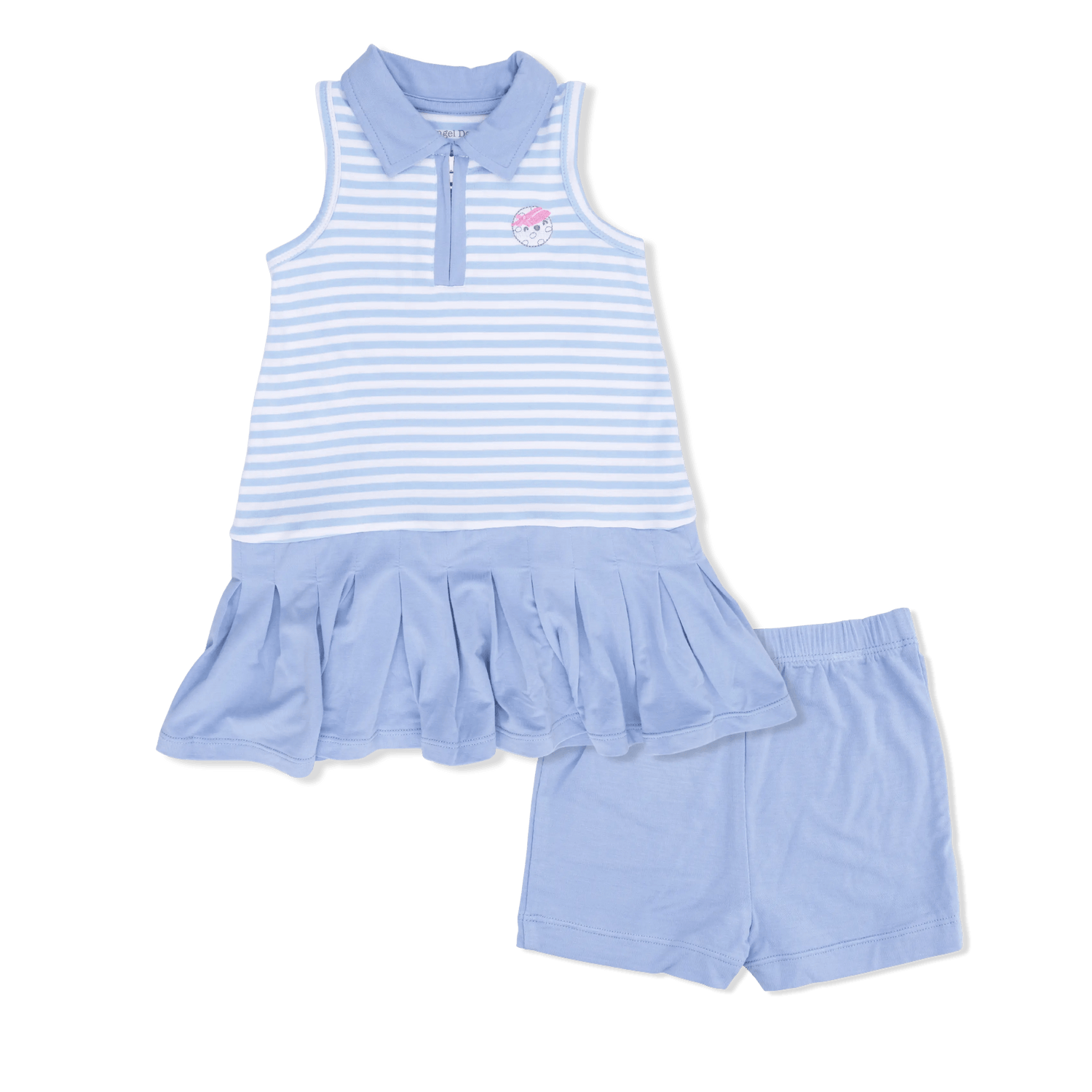 Angel Dear Striped Golf - Polo Tennis Dress with Cartwheel Short - 