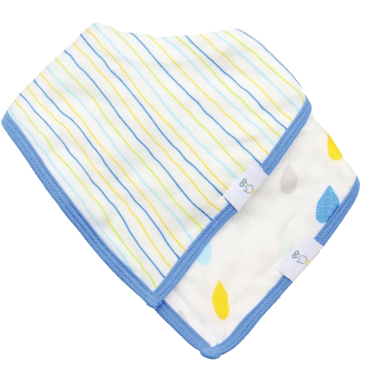 Goosewaddle® | Newborn Baby Blankets Toys Teethers Bibs & More Stripes and Rain Drops 2 Pack Bib Set with Soft Muslin