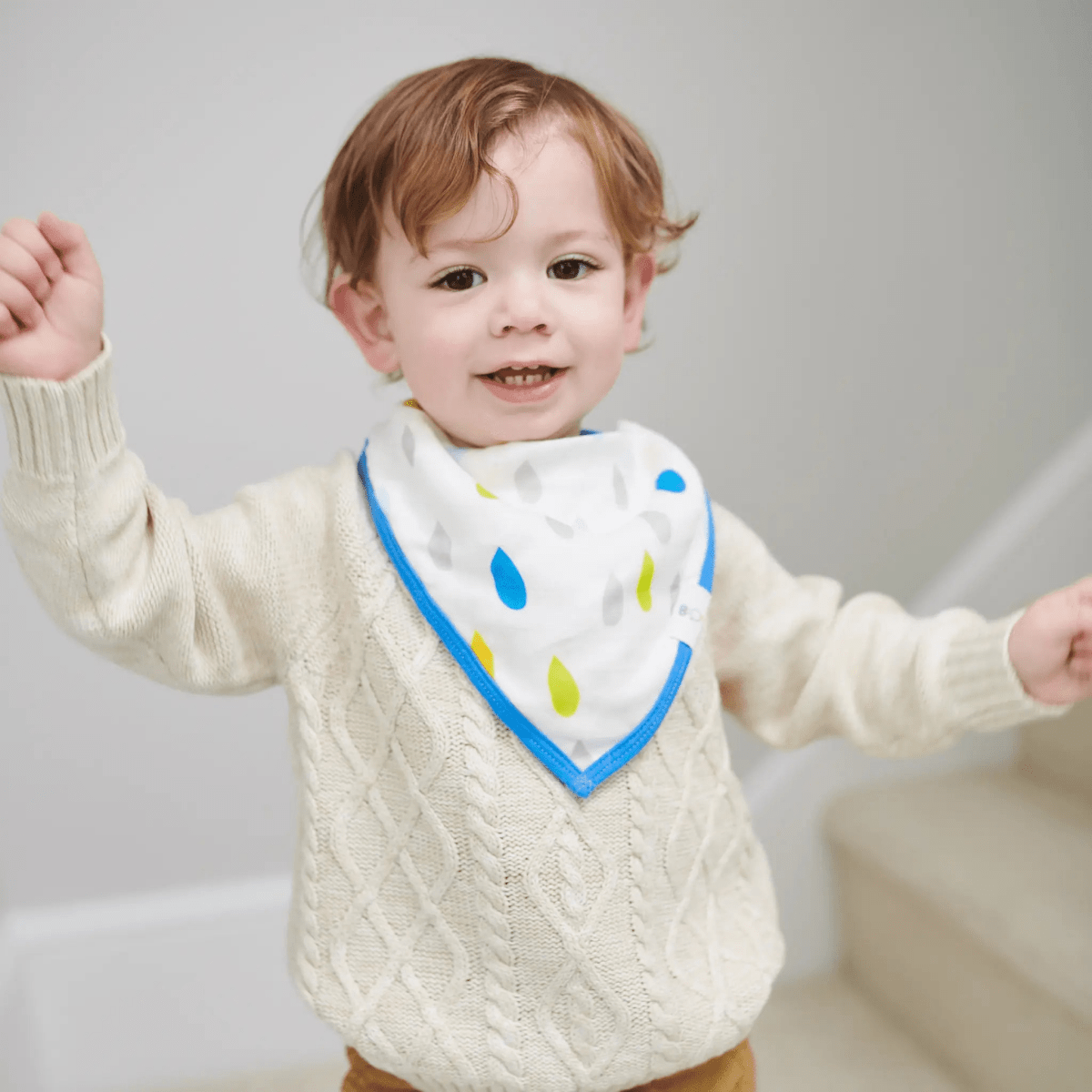 Stripes and Rain Drops 2 Pack Bib Set with Soft Muslin for Babies - Everetts Place