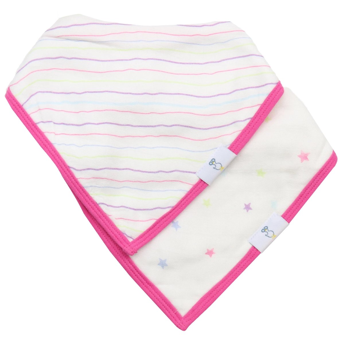 Stripes and Stars 2 Pack Muslin & Terry Cloth Bib Set - Pink, Linens, Napkin, Towel, Handkerchief | Everetts Place