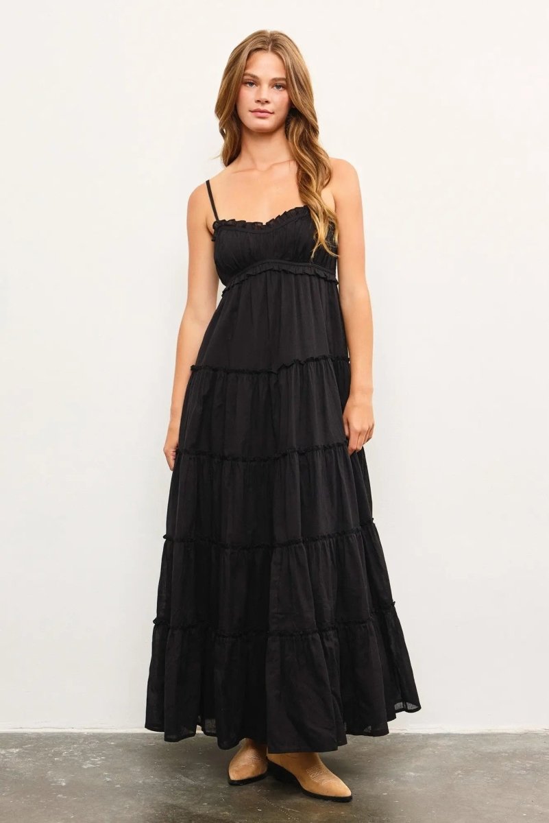 PinkBlush Stylish Black Maternity Maxi Dress with Double Lining for Expecting Moms - 
