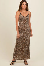PinkBlush Stylish Brown Animal Print Maxi Dress for Fashionable Women - 