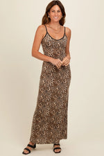 PinkBlush Stylish Brown Animal Print Maxi Dress for Fashionable Women - 