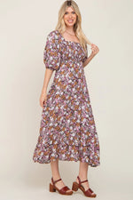 PinkBlush Stylish Floral Maxi Dress with Puff Sleeves for Casual Summer Outings - 