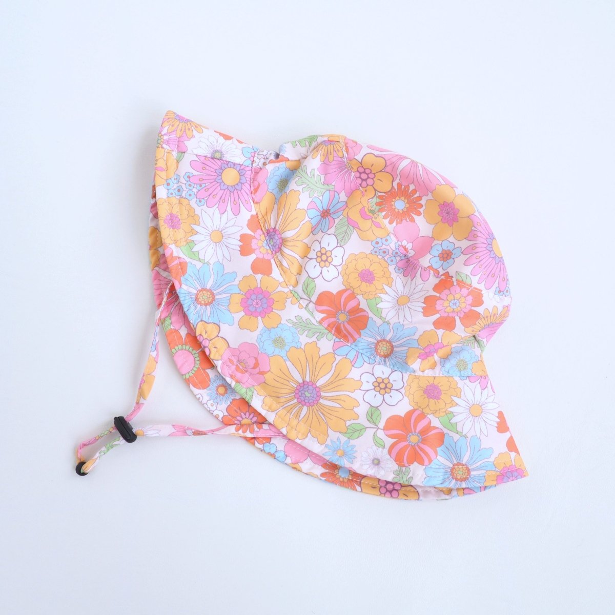 Honey Lemonade Stylish Kids Sun Hat with Retro Floral Design for Summer Adventures - 