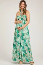PinkBlush Stylish Maternity Maxi Dress with Tropical Print for Expecting Mothers - 