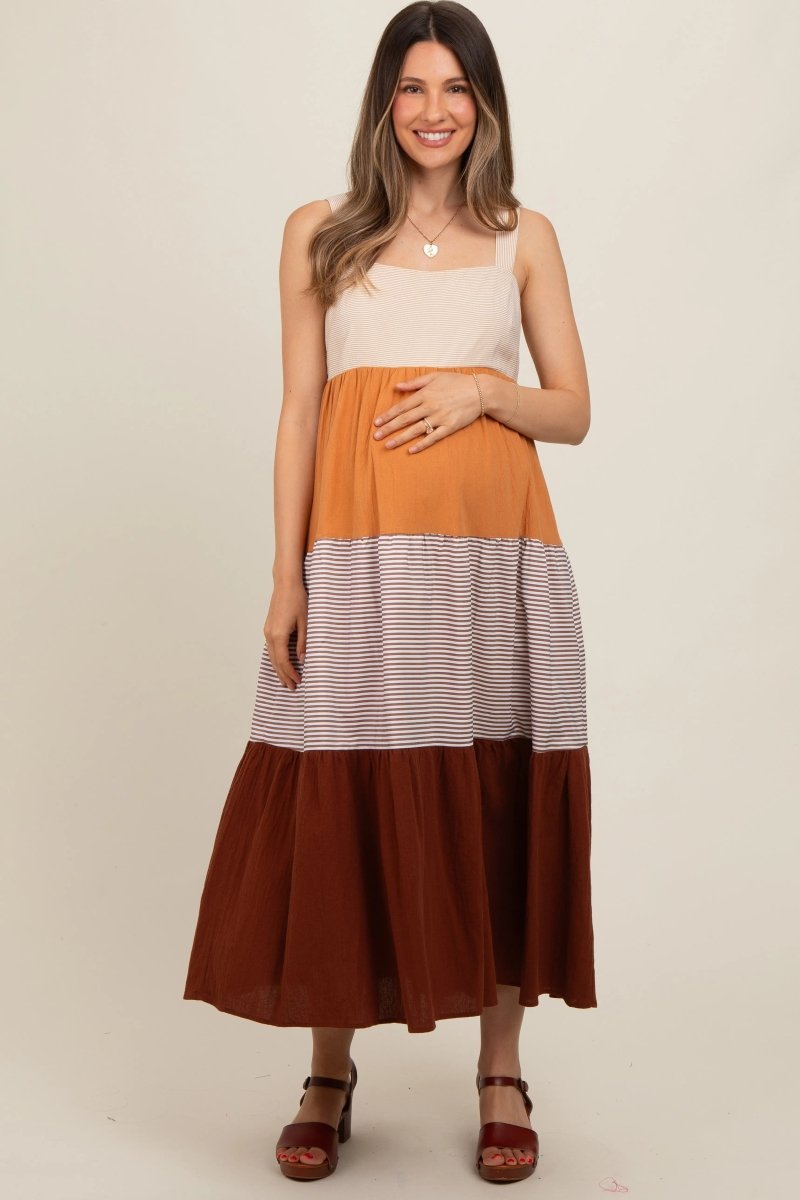 PinkBlush Stylish Maternity Midi Dress with Back Bow for Modern Expecting Mothers - 