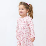 Sweet Bamboo Stylish Pink Swirl Dress with Cap Sleeves for Everyday Wear - 
