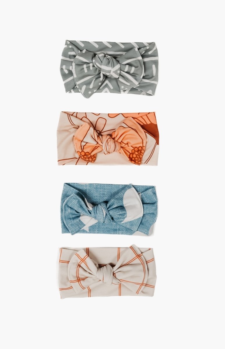Succulent Bow Headwrap Jersey Knit Soft Stretch For Girls - Everetts Place Boutique - 