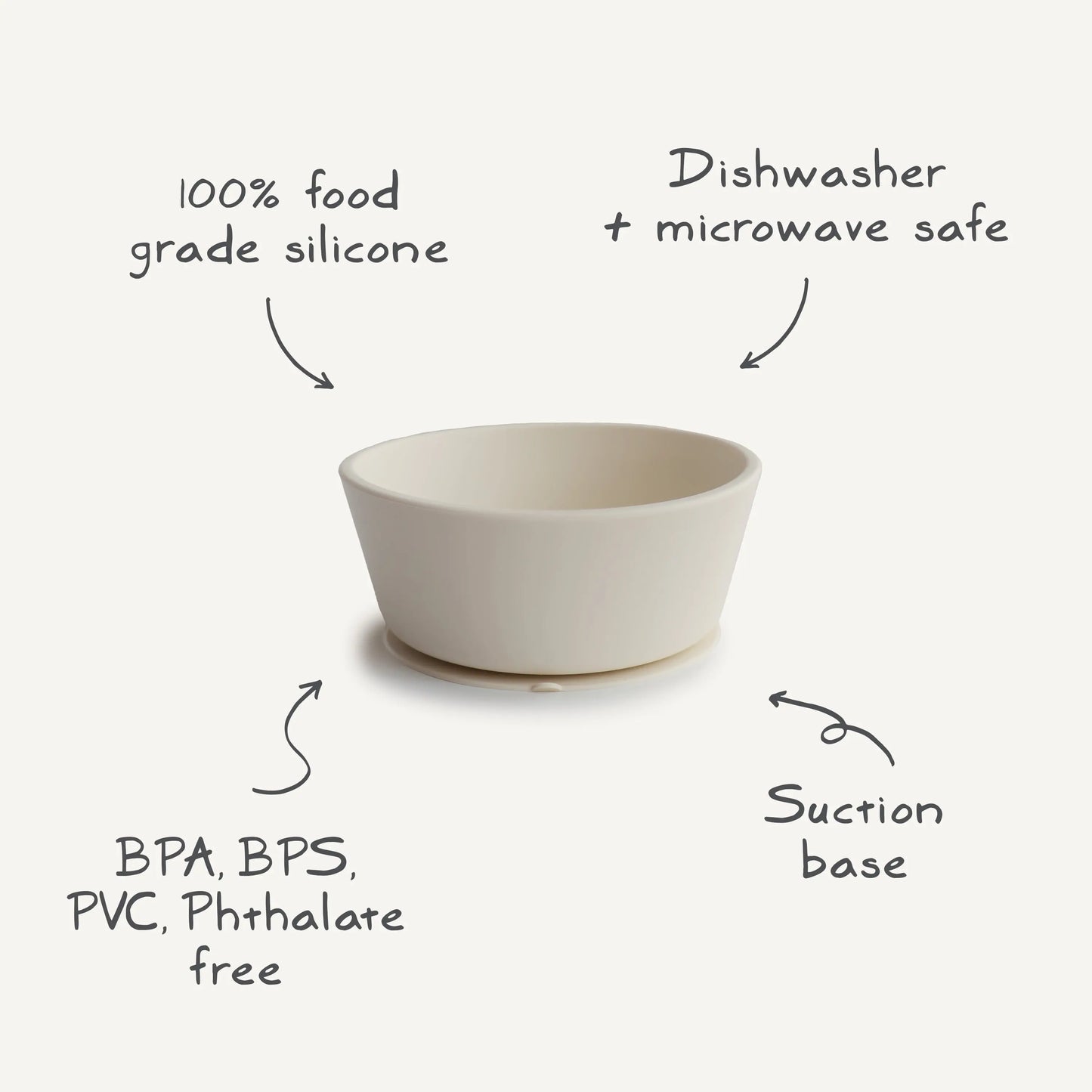 Silicone Suction Bowl for Kids Food Grade Heat Resistant Safe Feeding Mushie