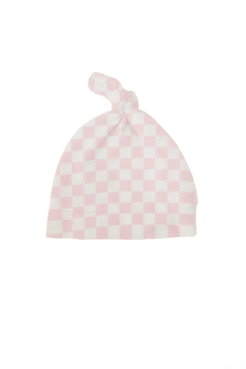 Little Mae & Co Sugar Pink Checkered Knotted Hat - 