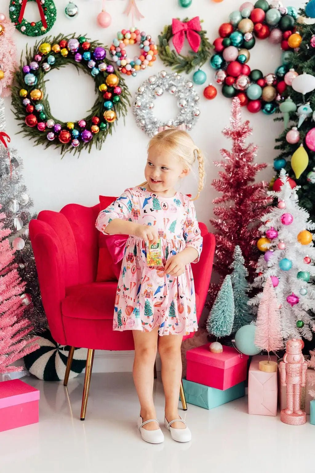 Mila & Rose ® Sugarplum Fairy Three Quarter Sleeve Pocket Twirl Dress for Girls - 