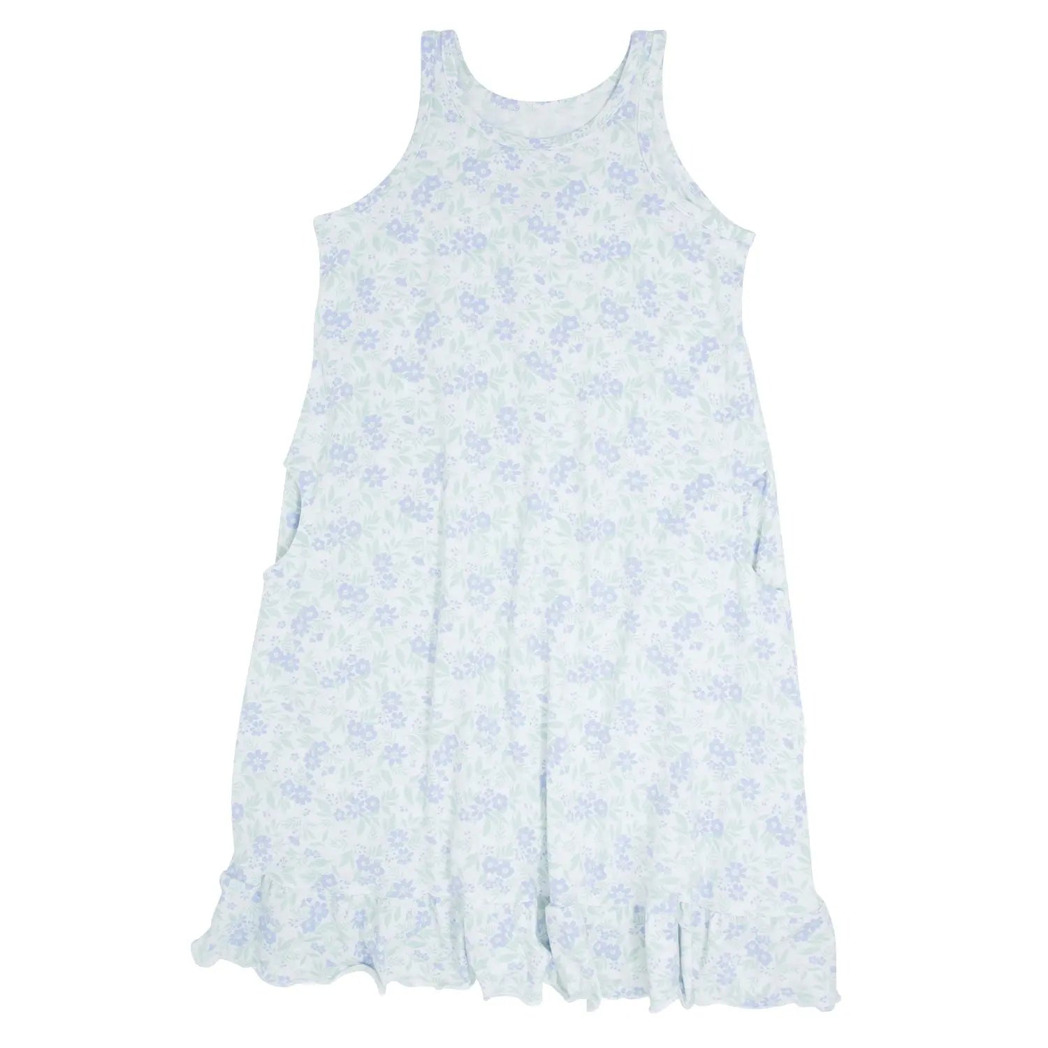 Sweet Bamboo Summer Boho Dress for Little Girls with Ruffle Trim and Pockets - Summer Boho