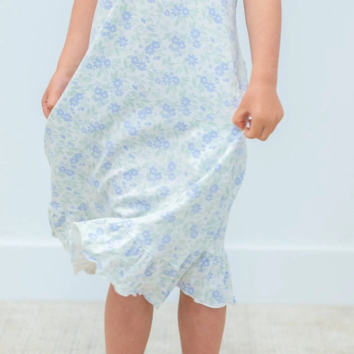 Sweet Bamboo Summer Boho Dress for Little Girls with Ruffle Trim and Pockets - 