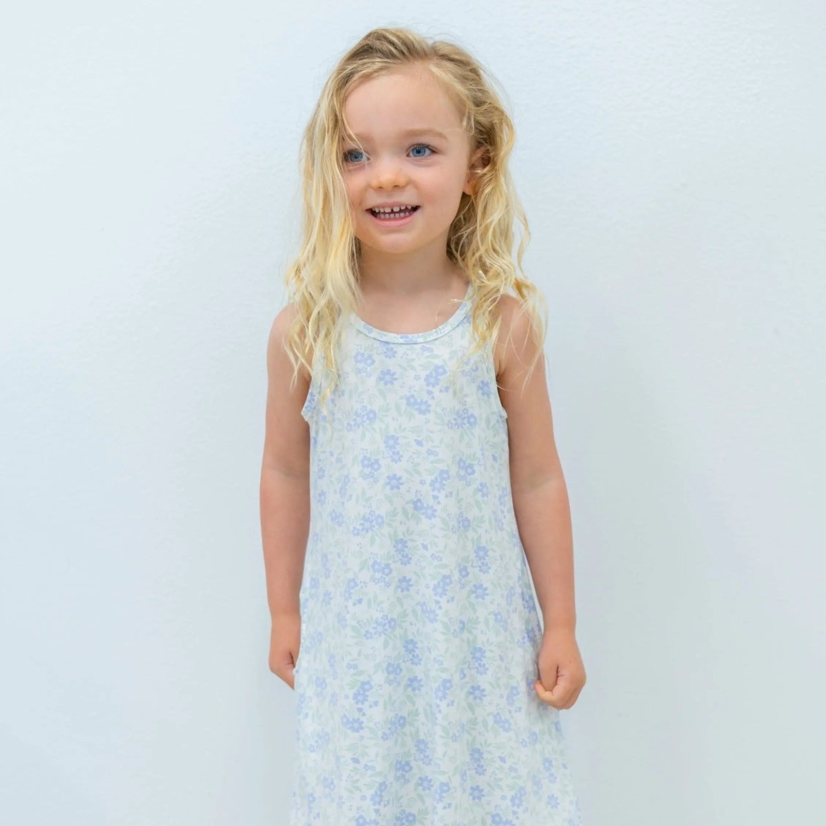 Sweet Bamboo Summer Boho Dress for Little Girls with Ruffle Trim and Pockets - 