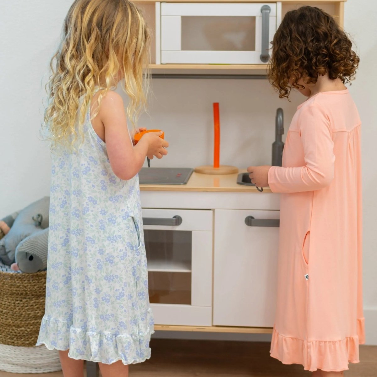 Sweet Bamboo Summer Boho Dress for Little Girls with Ruffle Trim and Pockets - 