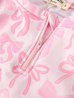 Rylee Faith Designs Summer Bow Print Girls Long Sleeve Swim Set - 