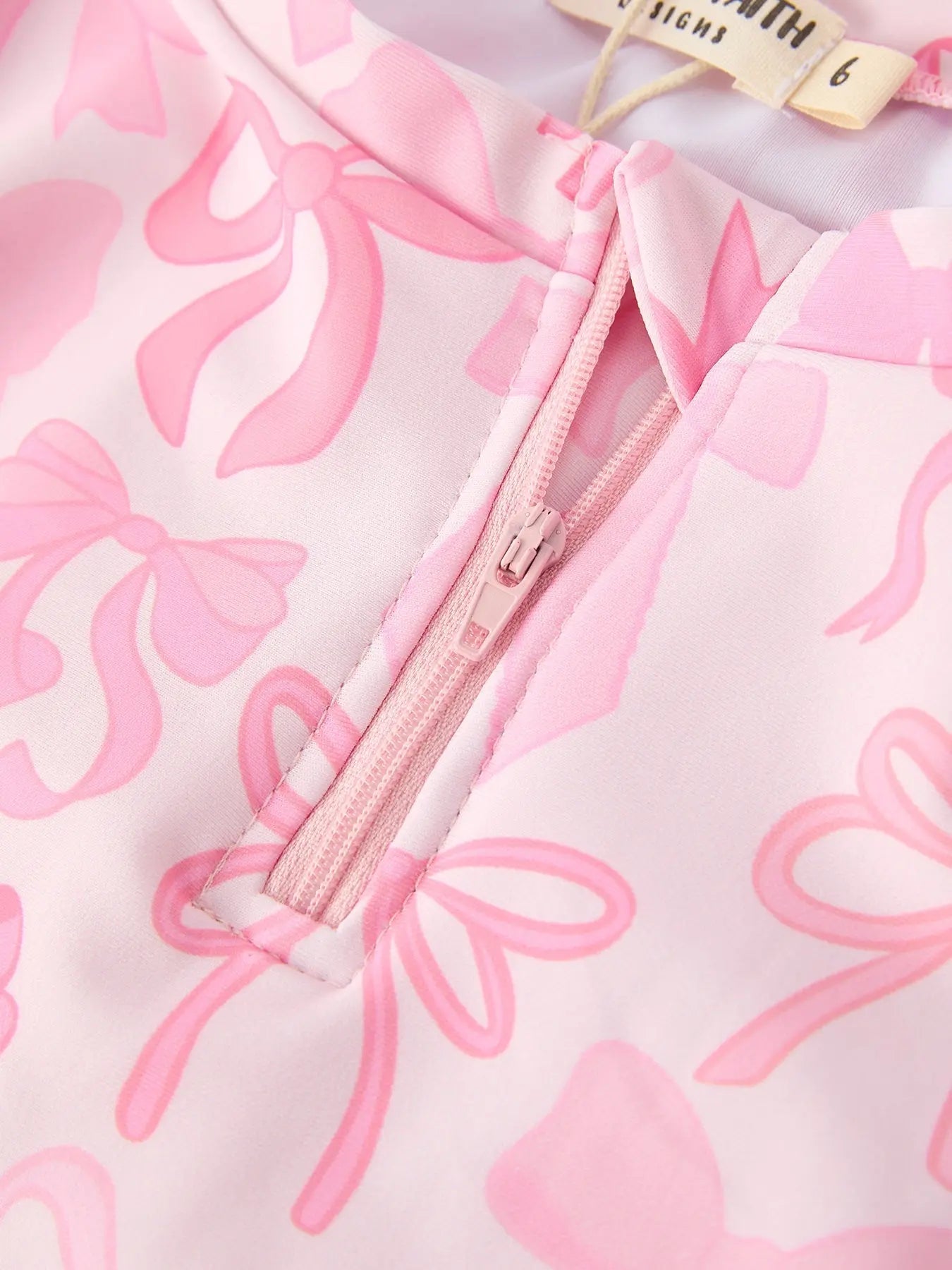 Rylee Faith Designs Summer Bow Print Girls Long Sleeve Swim Set - 