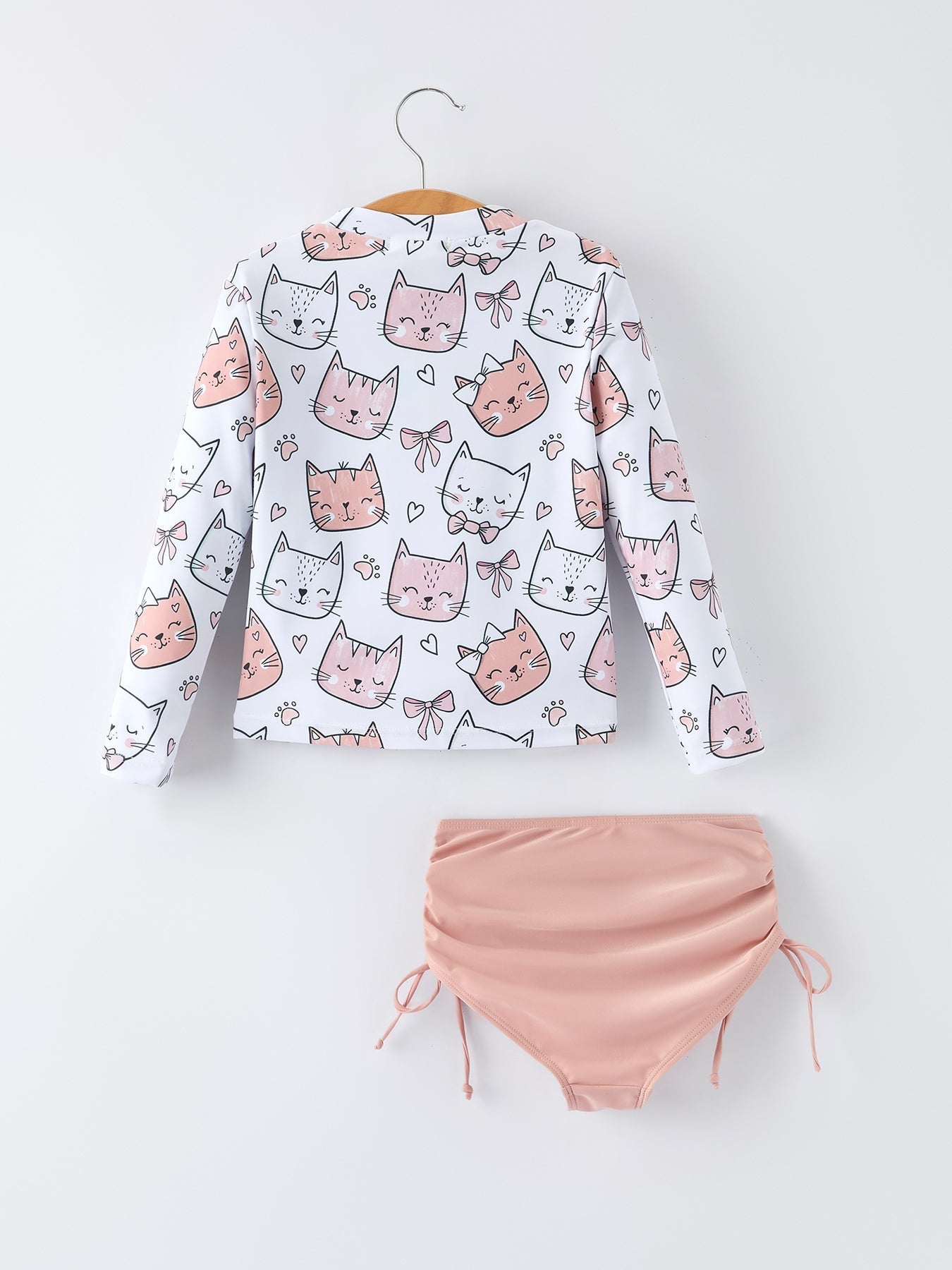 Rylee Faith Designs Summer Cat Print Girls Long Sleeve Swim Set