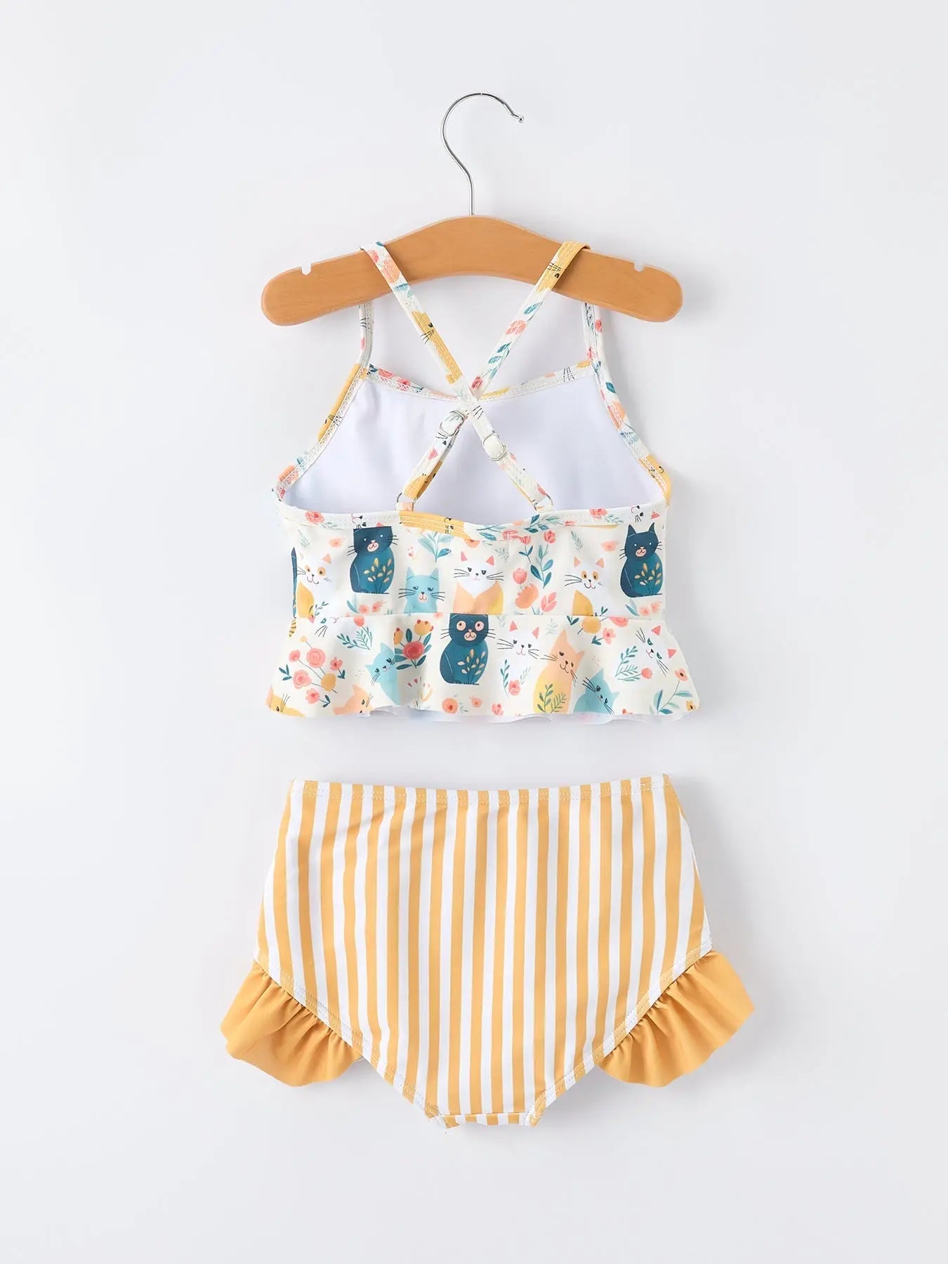 Rylee Faith Designs Summer Cat Print Girls Two Piece Swimsuit - 