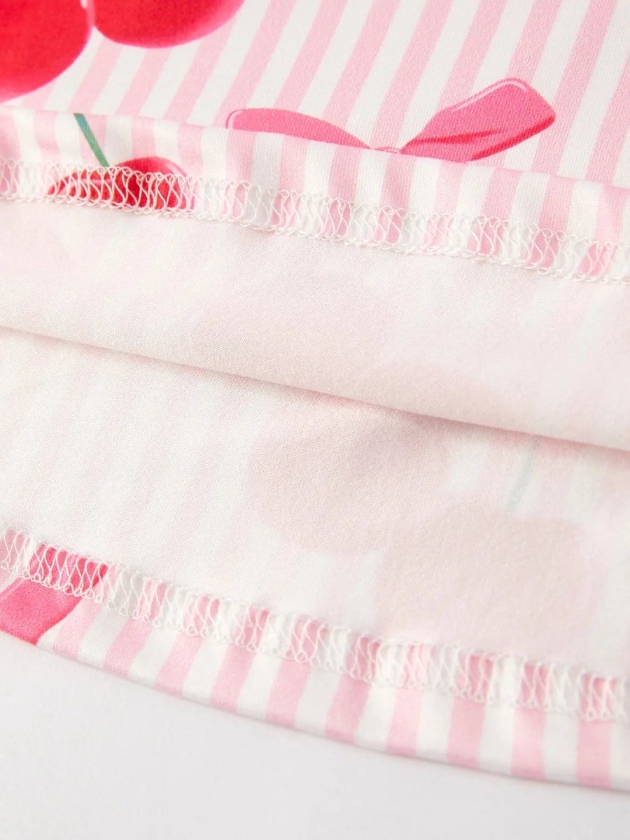 Rylee Faith Designs Summer Cherry Stripe Girls Dress - Everetts Place Boutique - 