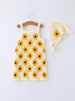 Rylee Faith Designs Summer Crochet Sunflower Girl Dress with HeadscarfEveretts Place
