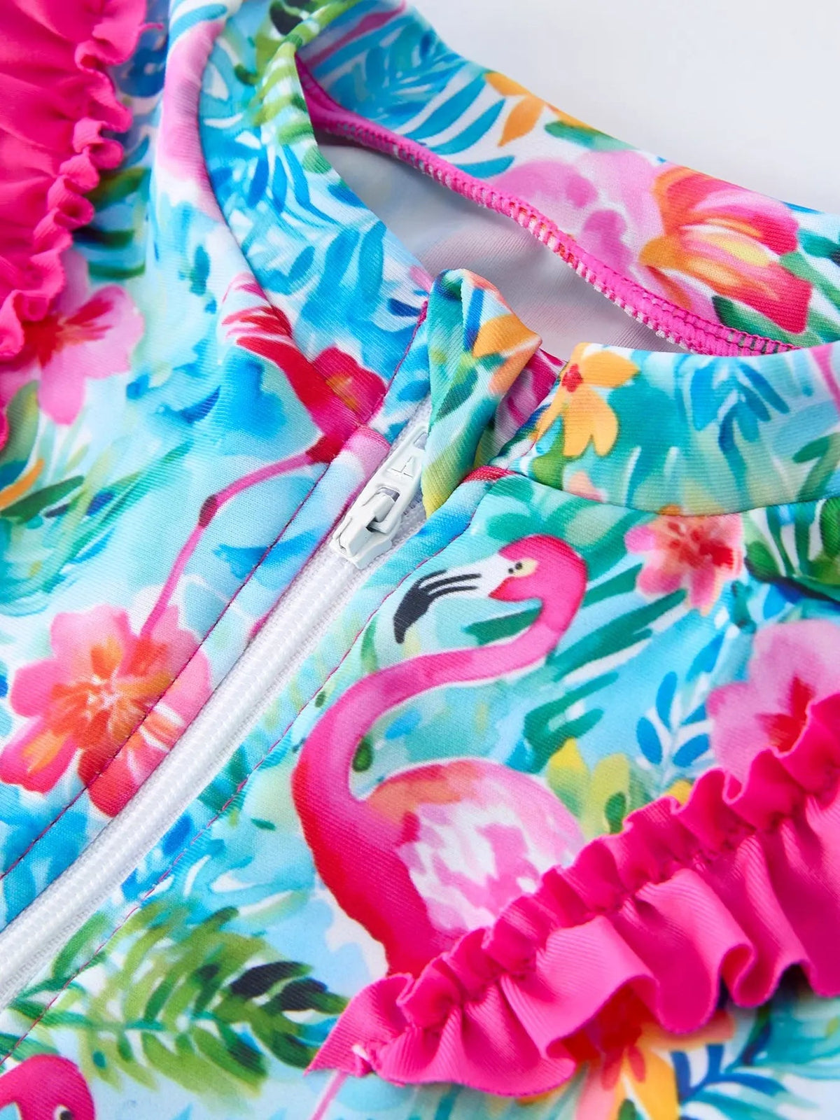 Rylee Faith Designs Summer Flamingo Long Sleeve Girl Swimwear Set - 