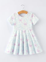 Rylee Faith Designs Summer Floral Bow Print Girl Dress - 