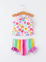 Rylee Faith Designs Summer Floral Rainbow Girls Two Piece Swimsuit