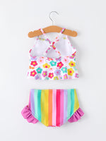 Rylee Faith Designs Summer Floral Rainbow Girls Two Piece Swimsuit