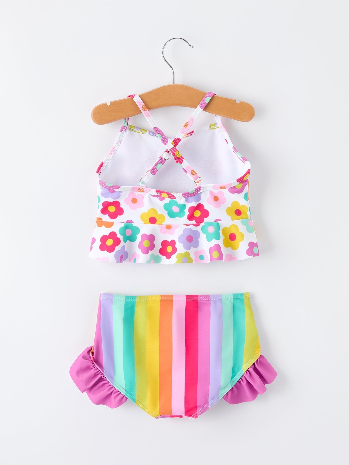 Rylee Faith Designs Summer Floral Rainbow Girls Two Piece Swimsuit