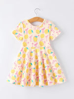 Rylee Faith Designs Summer Lemon Bow Print Girl Dress - 