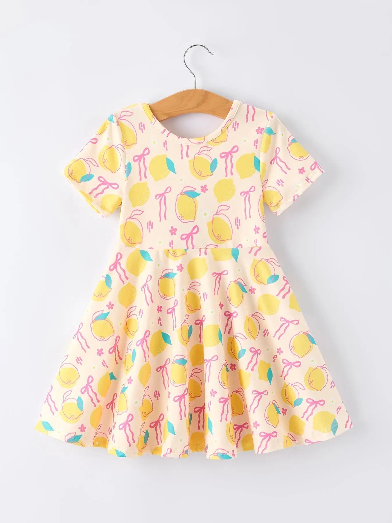 Rylee Faith Designs Summer Lemon Bow Print Girl Dress - 