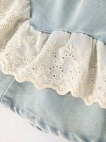 Rylee Faith Designs Summer Light Color Denim Lace Girls Set - 