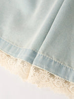 Rylee Faith Designs Summer Light Color Denim Lace Girls Set - 