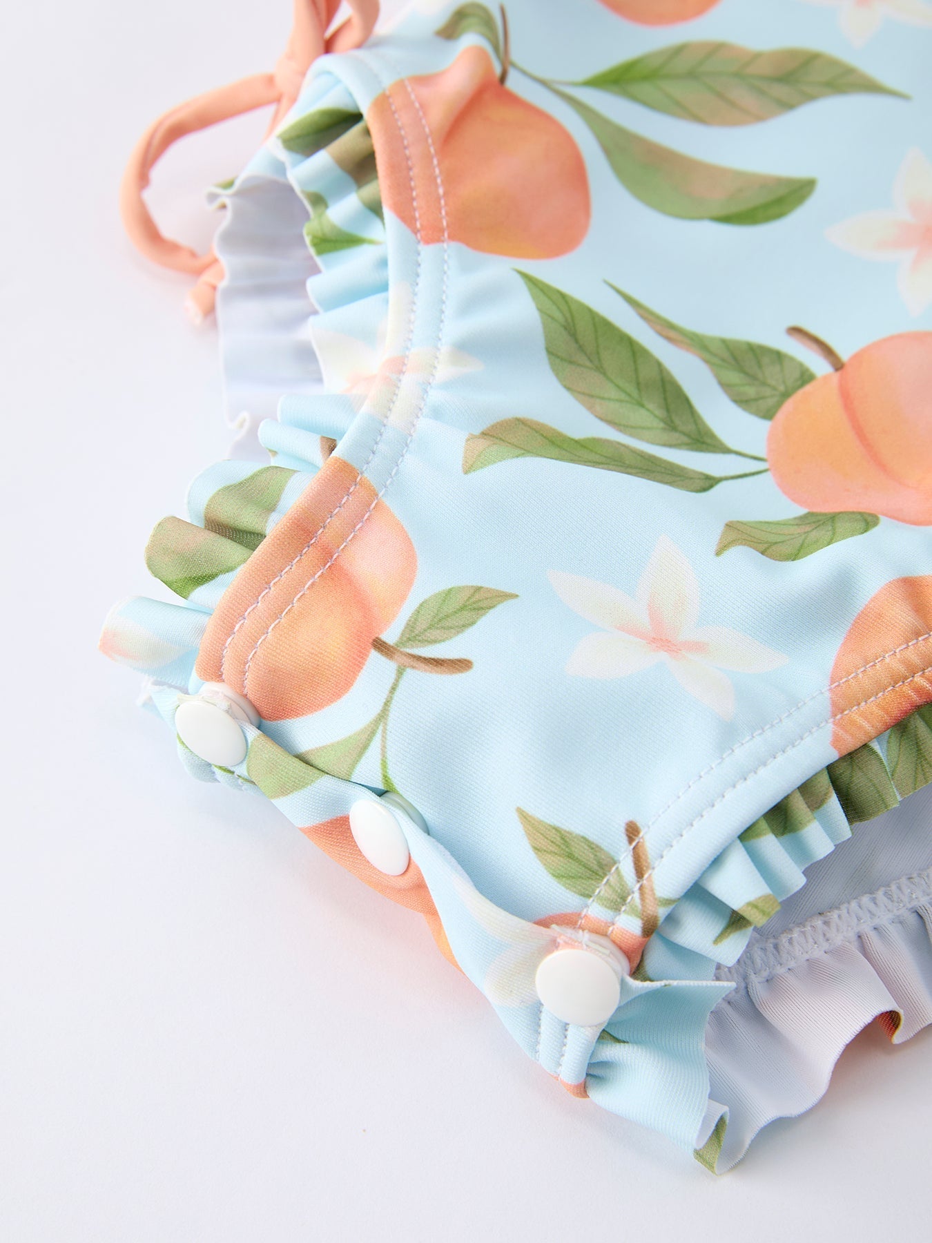 Rylee Faith Designs Summer Peach Girl Long Sleeve Ruffle One Piece SwimsuitEveretts Place