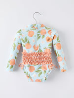 Rylee Faith Designs Summer Peach Girl Long Sleeve Ruffle One Piece SwimsuitEveretts Place