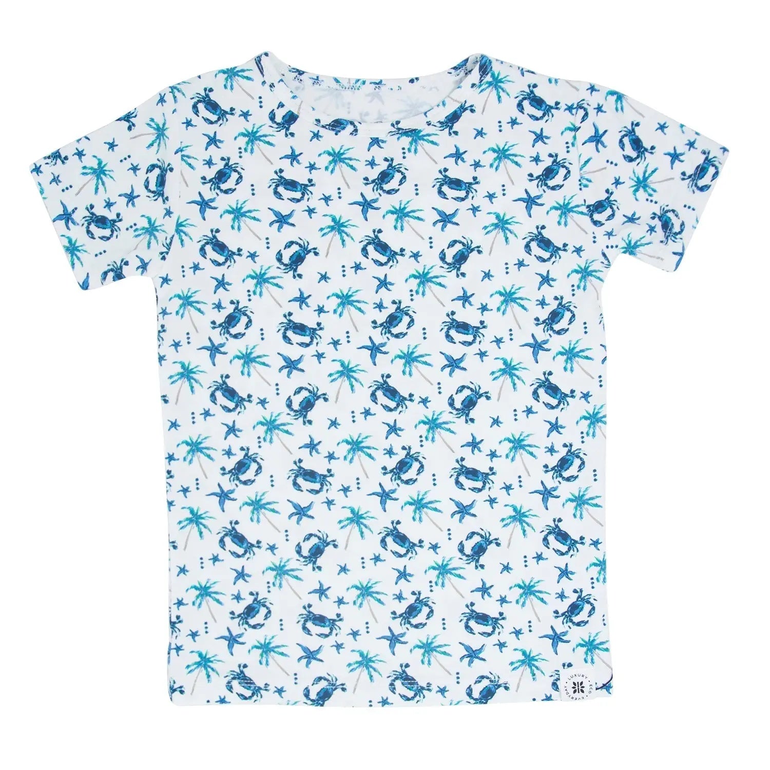 Blue Crabs Summer Pajama Set for Kids Lightweight Short Sleeve Two Piece Outfit Sweet Bamboo