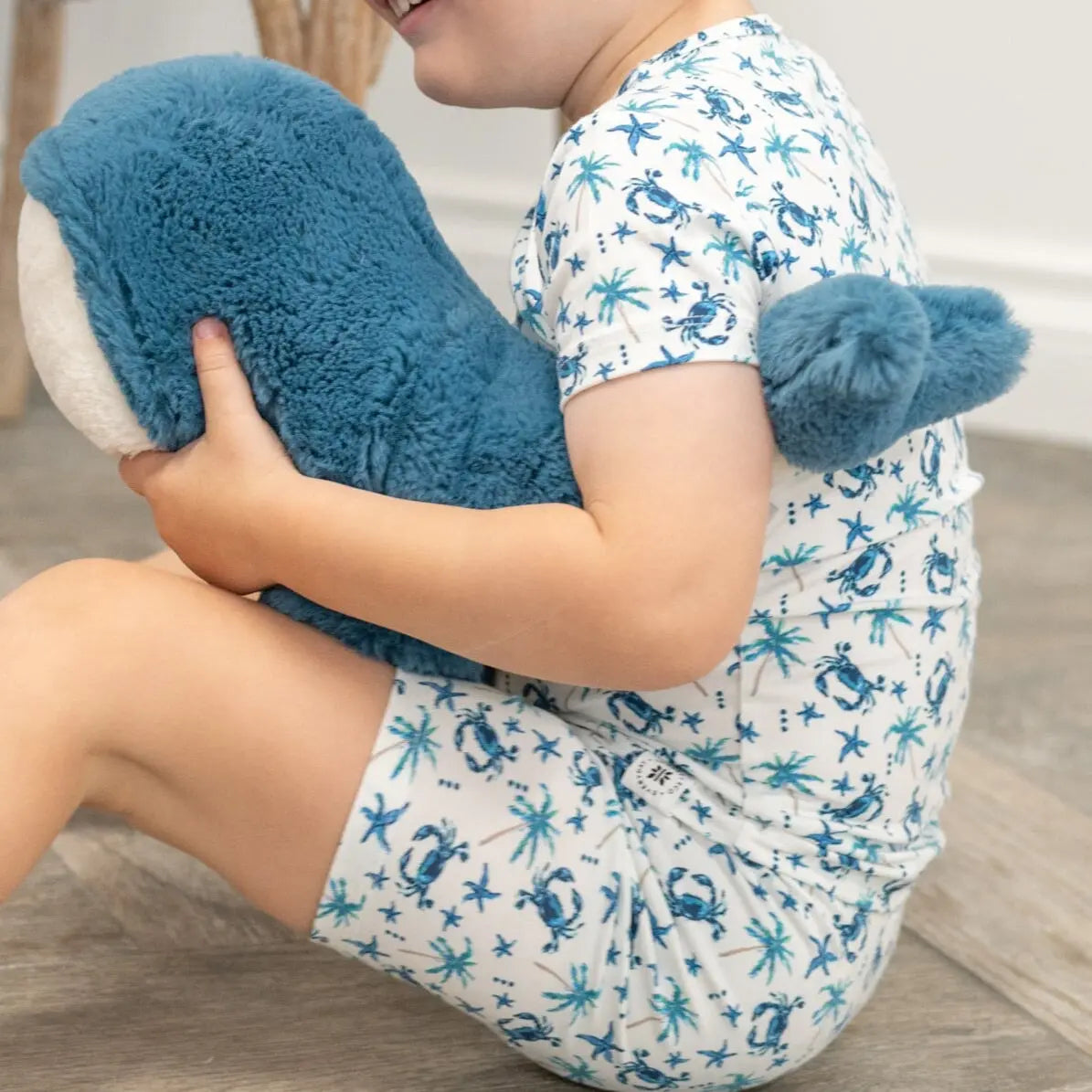Blue Crabs Summer Pajama Set for Kids Lightweight Short Sleeve Two Piece Outfit Sweet Bamboo