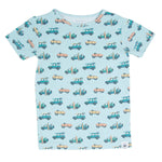 Surfing Beach Summer Pajama Set for Kids Lightweight Short Sleeve Two Piece Outfit Sweet Bamboo
