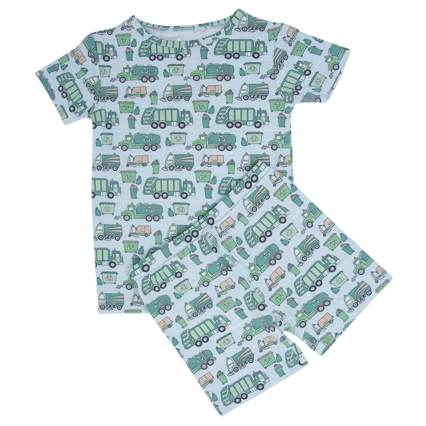 Garbage Trucks Recycle Summer Pajama Set For Kids Sweet Bamboo