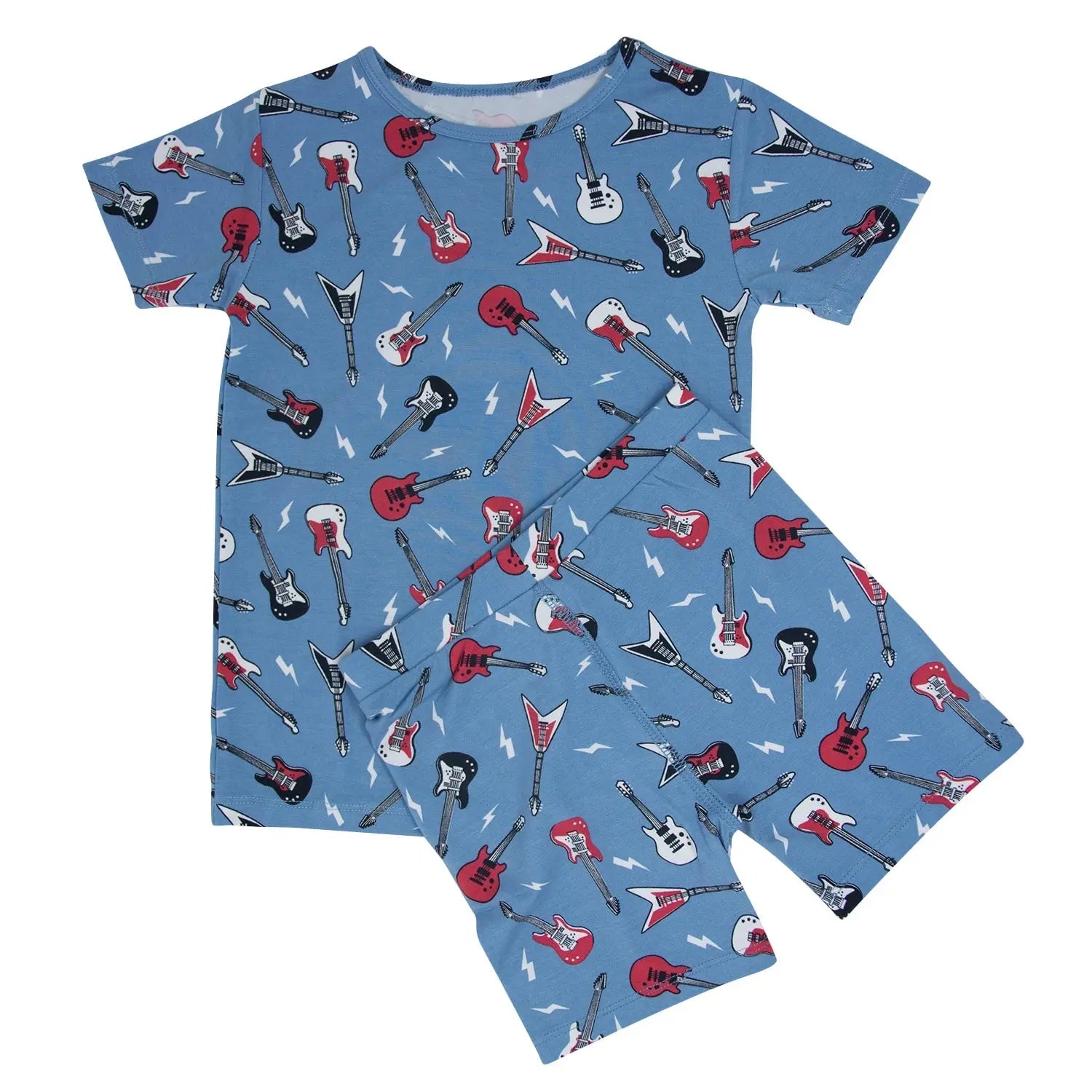 Sweet Bamboo Electric Guitars Pajama Set with Soft Fabric for Kids Summer Comfort - Apparel & Accessories > Clothing > Sleepwear & Loungewear > Pajamas Summer Pajama