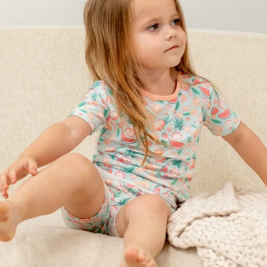 Summer Pajamas for Kids Lightweight Short Set Silky Soft Short Sleeve Top Sweet Bamboo