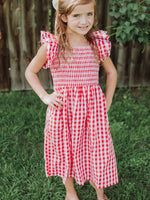 Rylee Faith Designs Summer Plaid Smocked Ruffle Girl Dress Sibling Outfits
