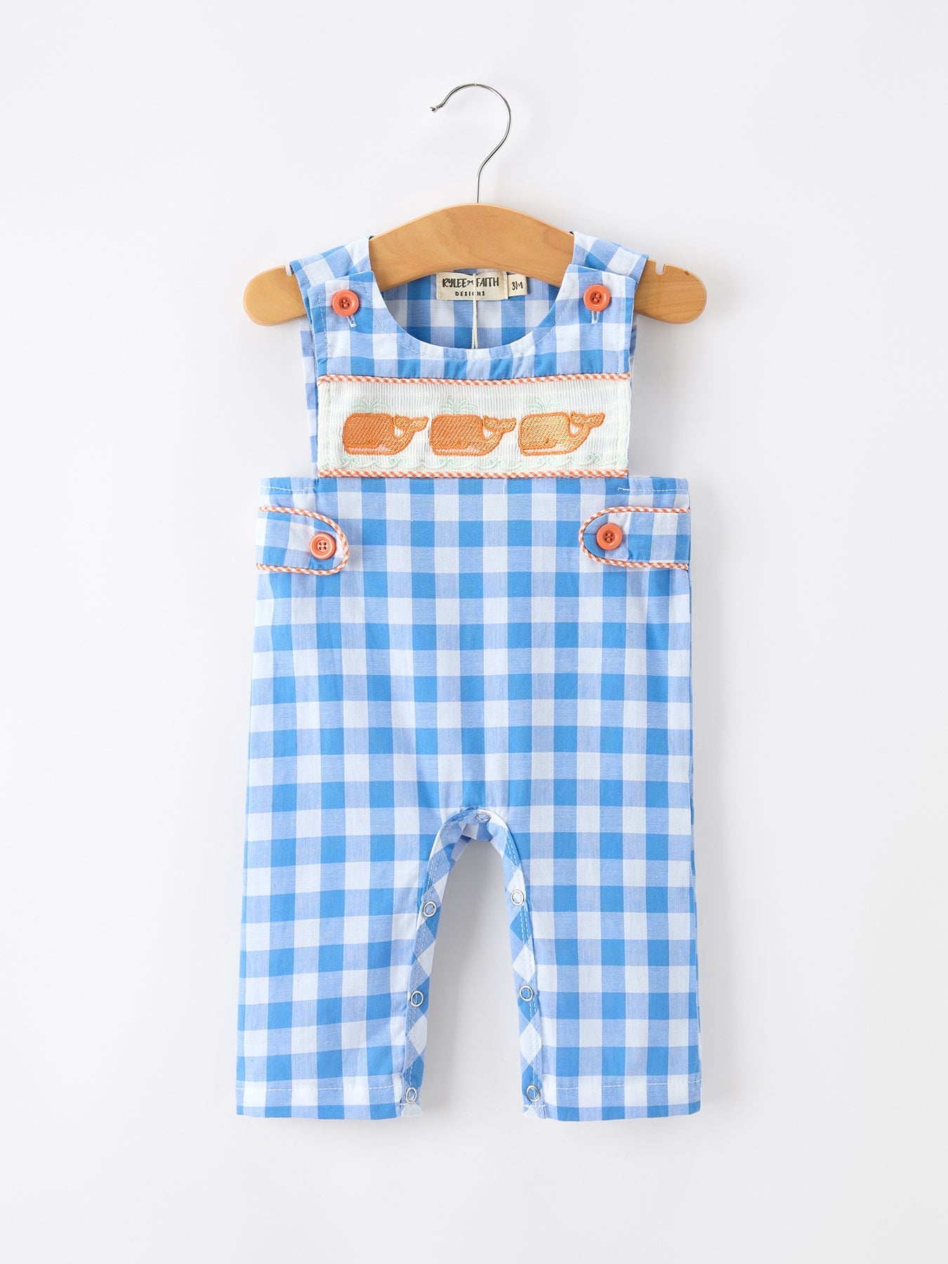 Rylee Faith Designs Summer Plaid Whale Embroidery Boys Jonjon Sleeveless