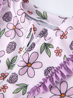 Rylee Faith Designs Summer Purple Floral Long Sleeve Girl Swimwear Set - 