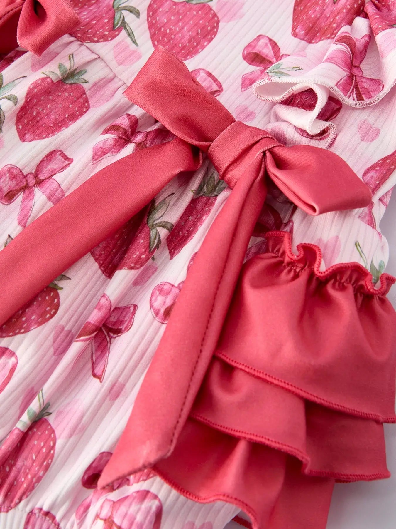 Rylee Faith Designs Summer Strawberry Bow Baby Girl Romper - 